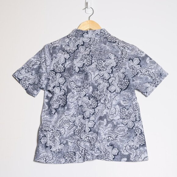 Balla Valentina Womens Small Floral Button Up Shirt Blue - Picture 2 of 5